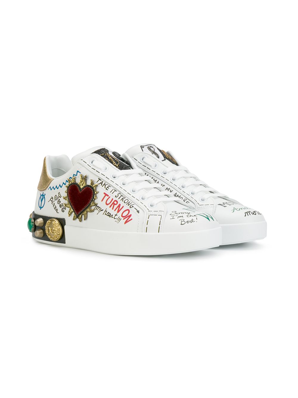 Dolce & Gabbana low top sneakers met logo - Wit