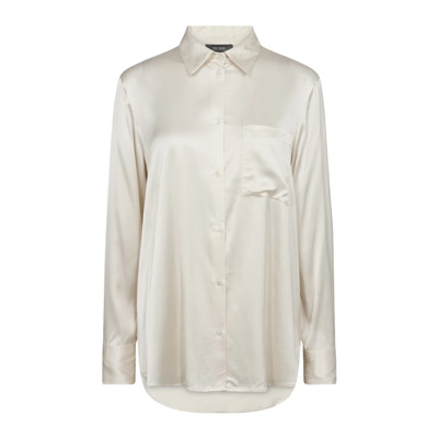 Elegante Satijnen Shirt met Zak MOS Mosh , Beige , Dames