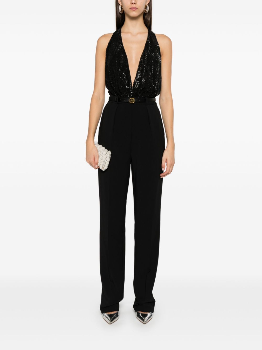 Elisabetta Franchi Jumpsuit verfraaid met pailletten - Zwart