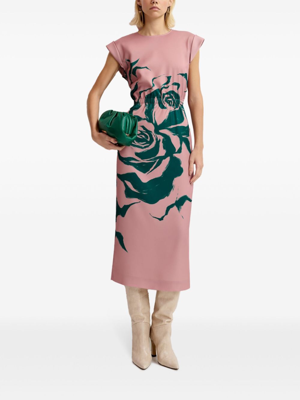 Essentiel Antwerp Giamond midi-jurk met bloemenprint - Groen