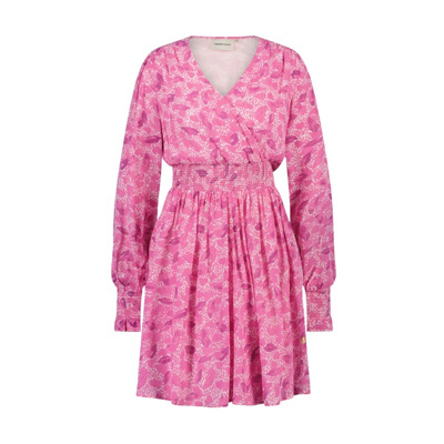 Flowing V-hals Jurk van Viscose Fabienne Chapot , Pink , Dames