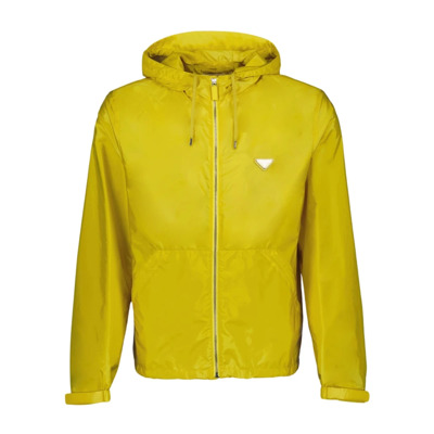 Gerecyclede Nylon Hoodie Jas Prada , Yellow , Heren