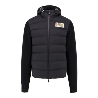 Gewatteerde wollen jas met capuchon Moncler , Black , Heren