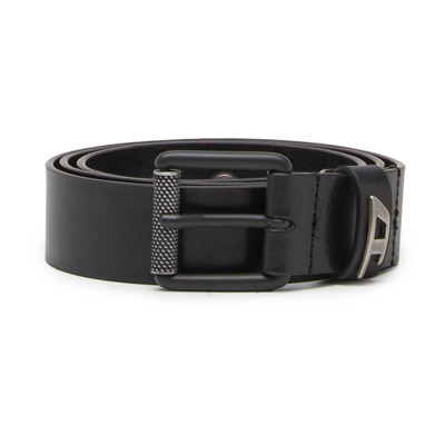 Glanzende leren Riem met logogesp Diesel , Black , Heren