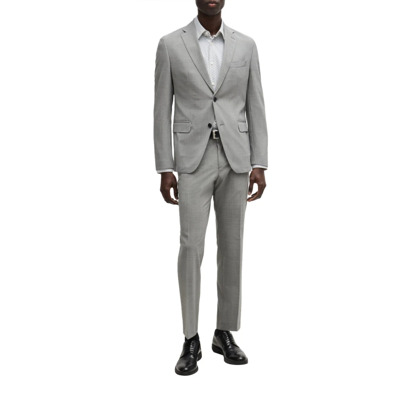 Grijs Wol Slim Fit Pak Set Hugo Boss , Gray , Heren