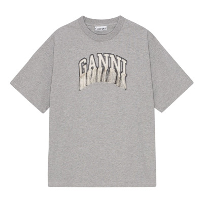 Grijze Crew Neck T-shirts en Polos Ganni , Gray , Dames