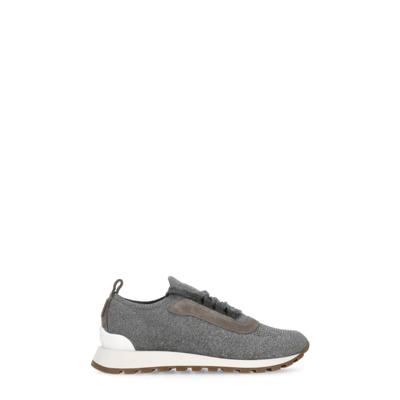 Grijze Gebreide Sneakers met Diamant Detail Brunello Cucinelli , Gray , Dames