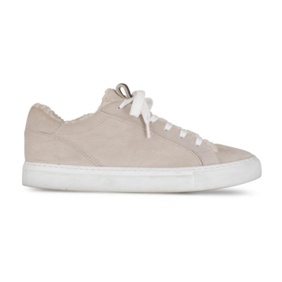 Grijze Suède Sneakers Ronde Neus Vetersluiting Brunello Cucinelli , Gray , Dames