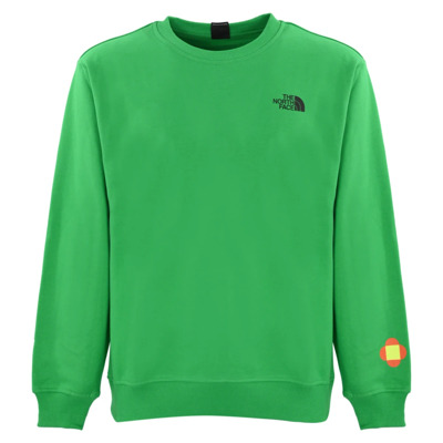 Groene Katoenen Trui Lange Mouw Ribdetails The North Face , Green , Heren