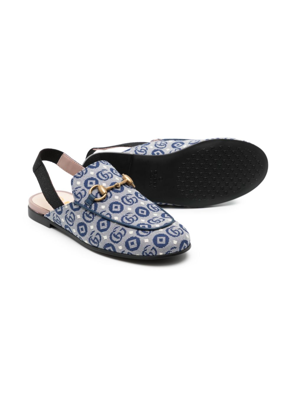 Gucci Kids Princetown slippers met GG-patroon - Blauw