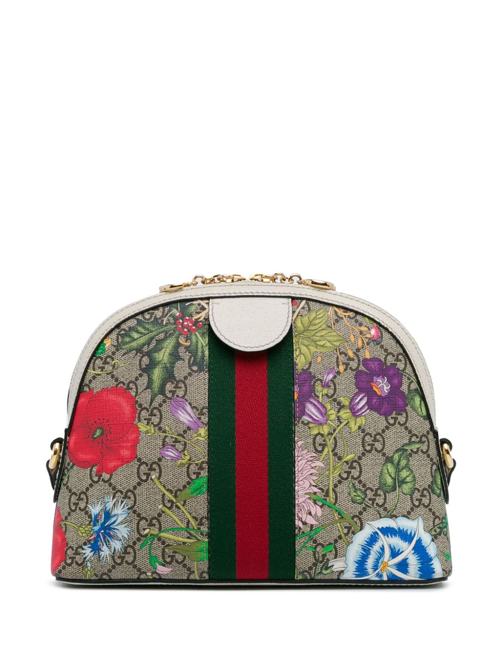 Gucci Pre-Owned 2000-2015 GG Supreme Flora Ophidia Dome kleine crossbodytas - Bruin