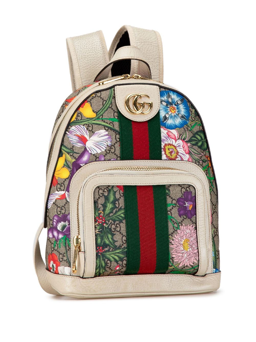 Gucci Pre-Owned 2016-2023 kleine GG Supreme Flora Ophidia rugzak - Bruin