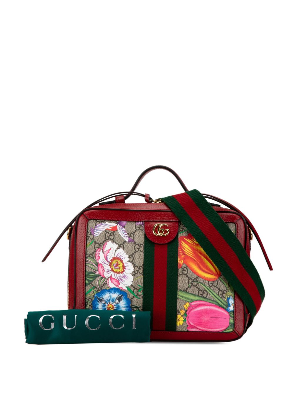 Gucci Pre-Owned 2016-2024 Small GG Supreme Flora Ophidia satchel - Bruin