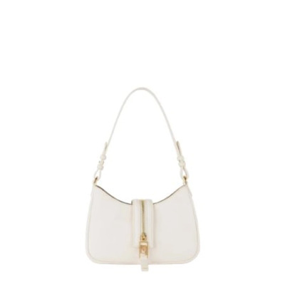 Ivoor Hobo Tas met Gouden Rits Elisabetta Franchi , Beige , Dames