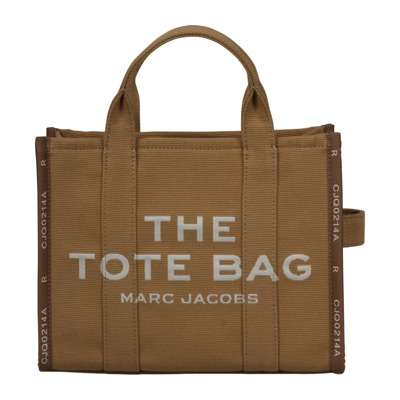 Jacquard Medium Tote Tas met Logo Print Marc Jacobs , Brown , Dames