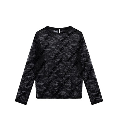 Kanten Longsleeve Top Alix The Label , Black , Dames