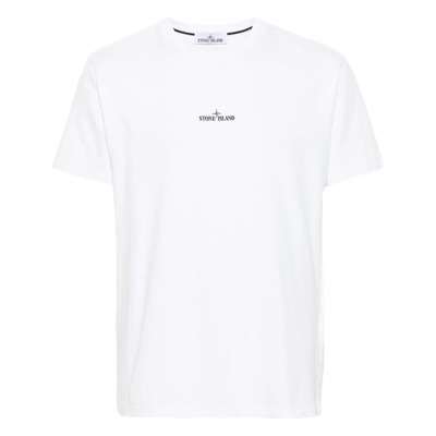 Katoenen Jersey T-shirt met Institutioneel Vier Ontwerp Stone Island , White , Heren