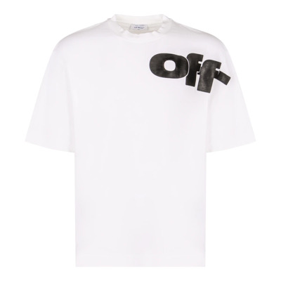 Katoenen T-shirt met Contrasterende Logoprint Off White , White , Heren