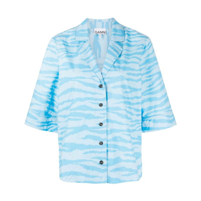 Katoenen shirt met print Ganni , Blue , Dames