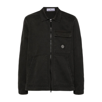 Kompas-Motief Overhemdjasje Stone Island , Black , Heren