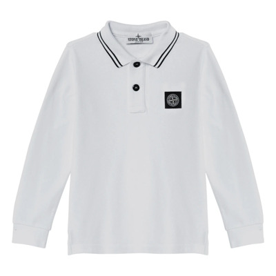 Lange Mouw Polo Shirt Stone Island , White , Heren