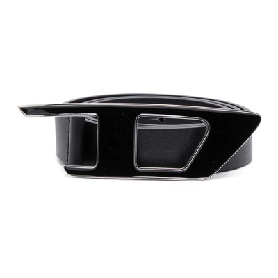 Leather belt with enamelled D buckle Diesel , Black , Dames