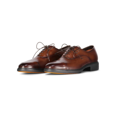 Leren Oxford Schoenen met Elastische Inzetstukken Santoni , Brown , Heren