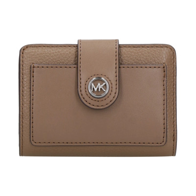 Leren Portemonnee met Metalen Logo Michael Kors , Brown , Dames