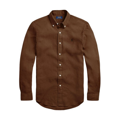 Linnen Overhemd Bruin Modern Fit Lichtgewicht Ralph Lauren , Brown , Heren