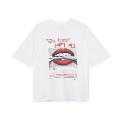 Lippen Print Oversized Katoenen T-shirt Alix The Label , White , Dames