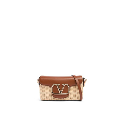 Locò Schoudertas van Raffia en Leer Valentino Garavani , Brown , Dames