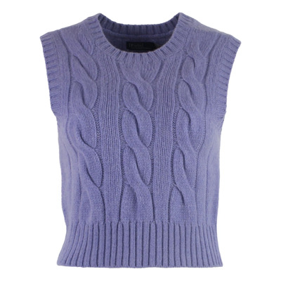 Luxe Cable-Knit Wol Kasjmier Vest Ralph Lauren , Purple , Dames