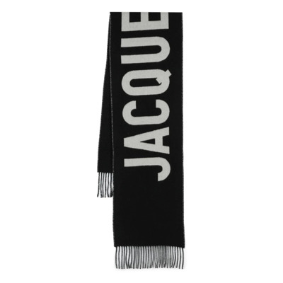 Luxe Virgin-Wool Sjaal met Logo Jacquemus , Black , Heren