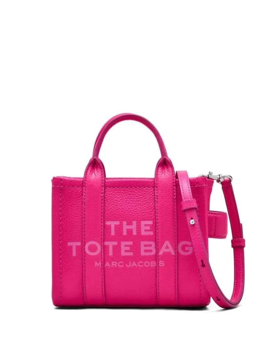 Marc Jacobs Totes - Fuchsia Grained Leather Mini Tote Bag in roze