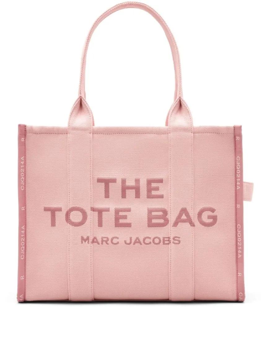 Marc Jacobs Totes - Pink Cotton Logo Print Tote Bag in roze