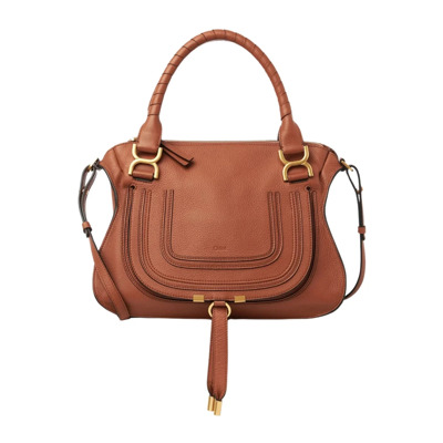 Marcie Dubbel Handvat Leren Tas Chloé , Beige , Dames