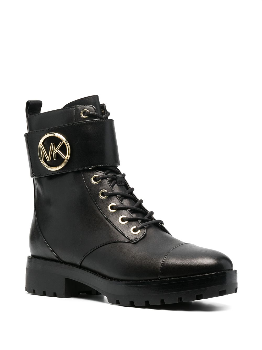 Michael Michael Kors Tatum leren combat boots - Zwart