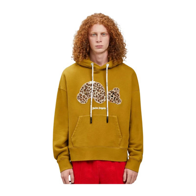 Mosterd Hoodie met Beerprint Palm Angels , Yellow , Heren