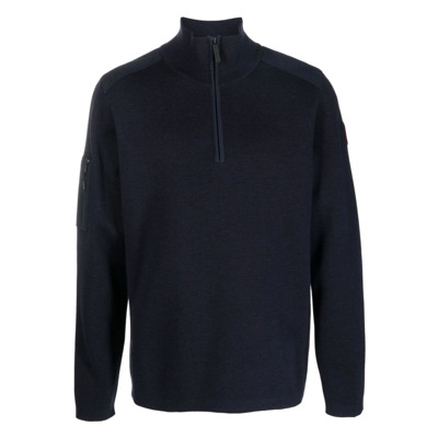 Navy Blauw Wol Zip Sweater Canada Goose , Blue , Heren