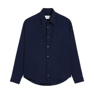 Navy Blue Boxy Fit Shirt Ami Paris , Blue , Heren