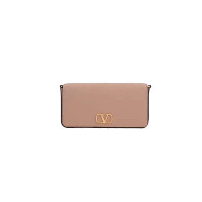 Nude Gehamerd Leren Clutch Tas Valentino Garavani , Pink , Dames