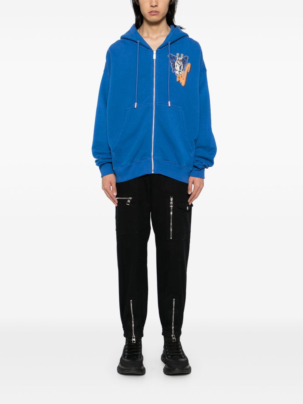 Off-White Hoodie met grafische print - Blauw