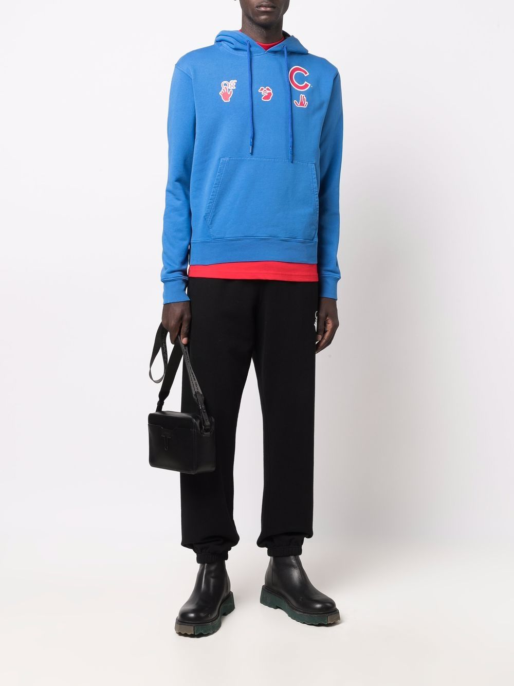 Off-White Hoodie met print - Blauw