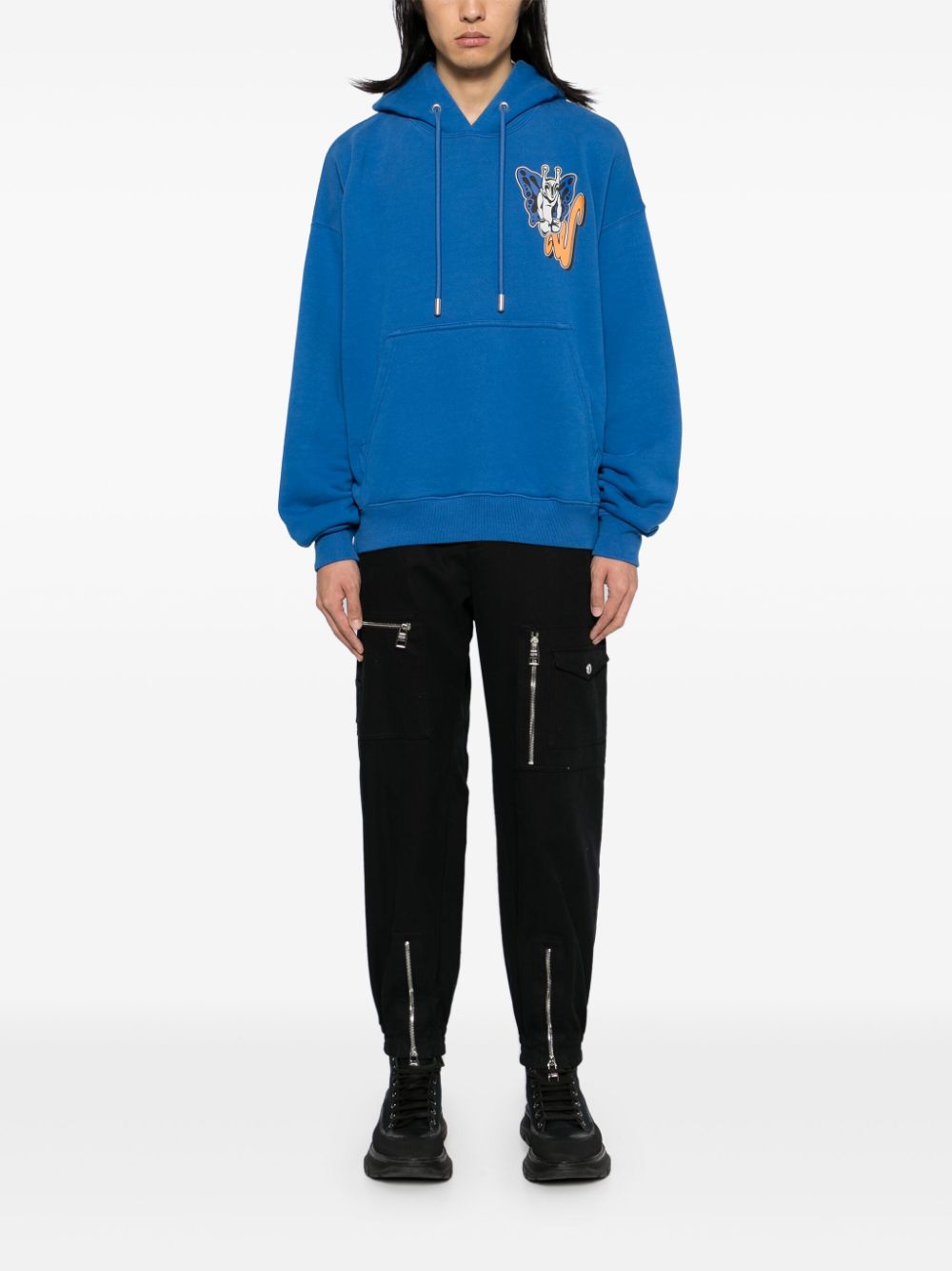 Off-White Hoodie met print - Blauw