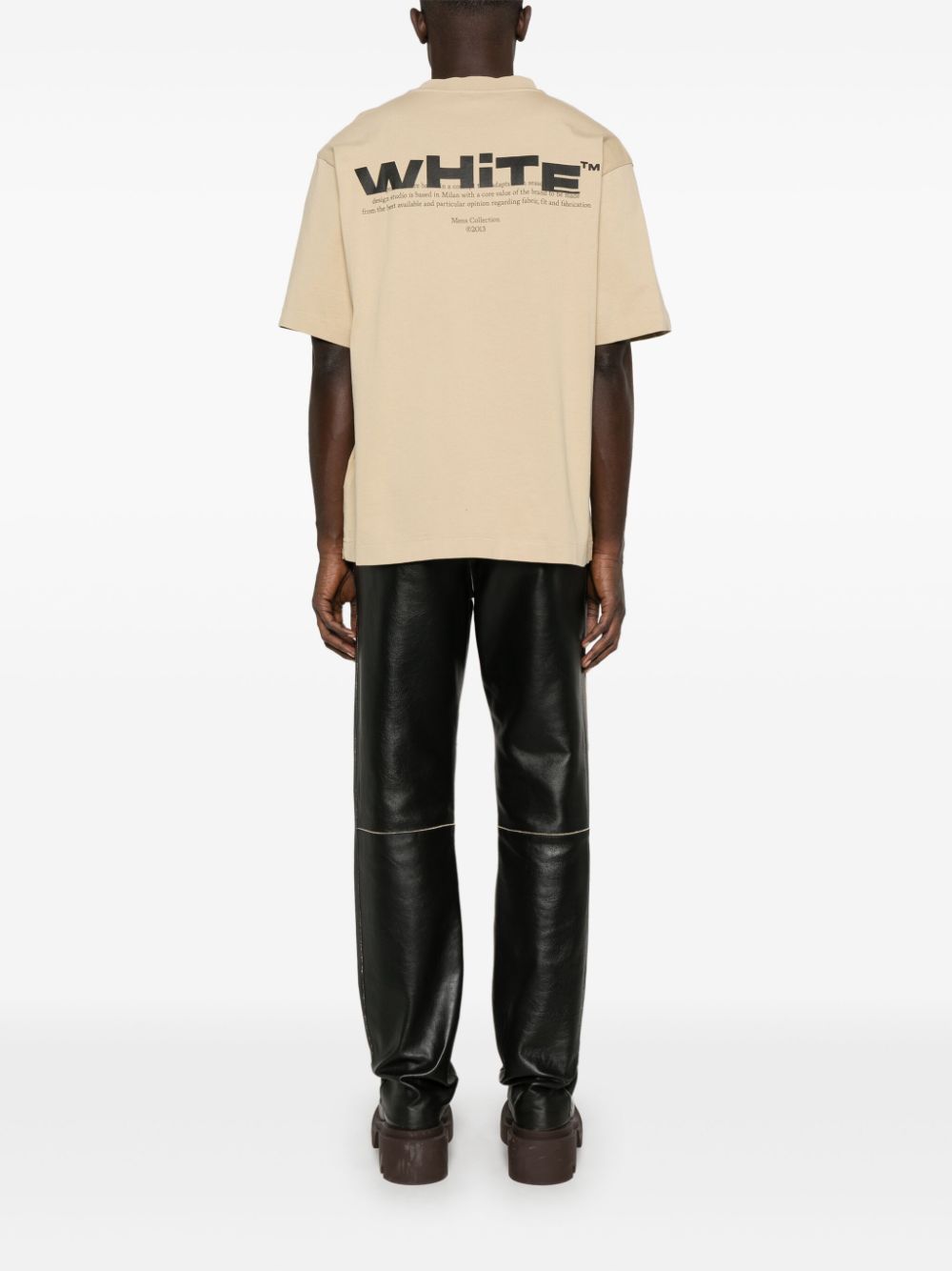 Off-White T-shirt met logo - Beige