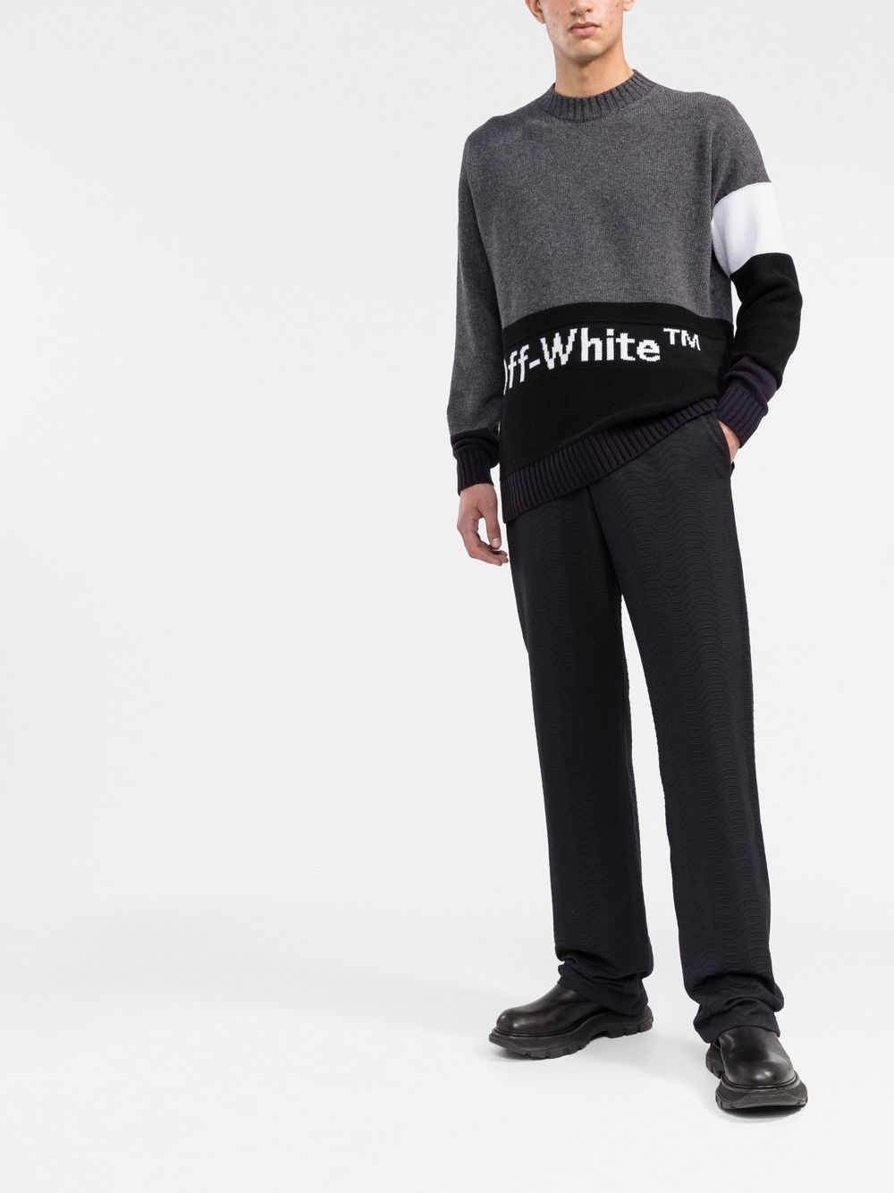 Off-White Trui met intarsia logo - Grijs