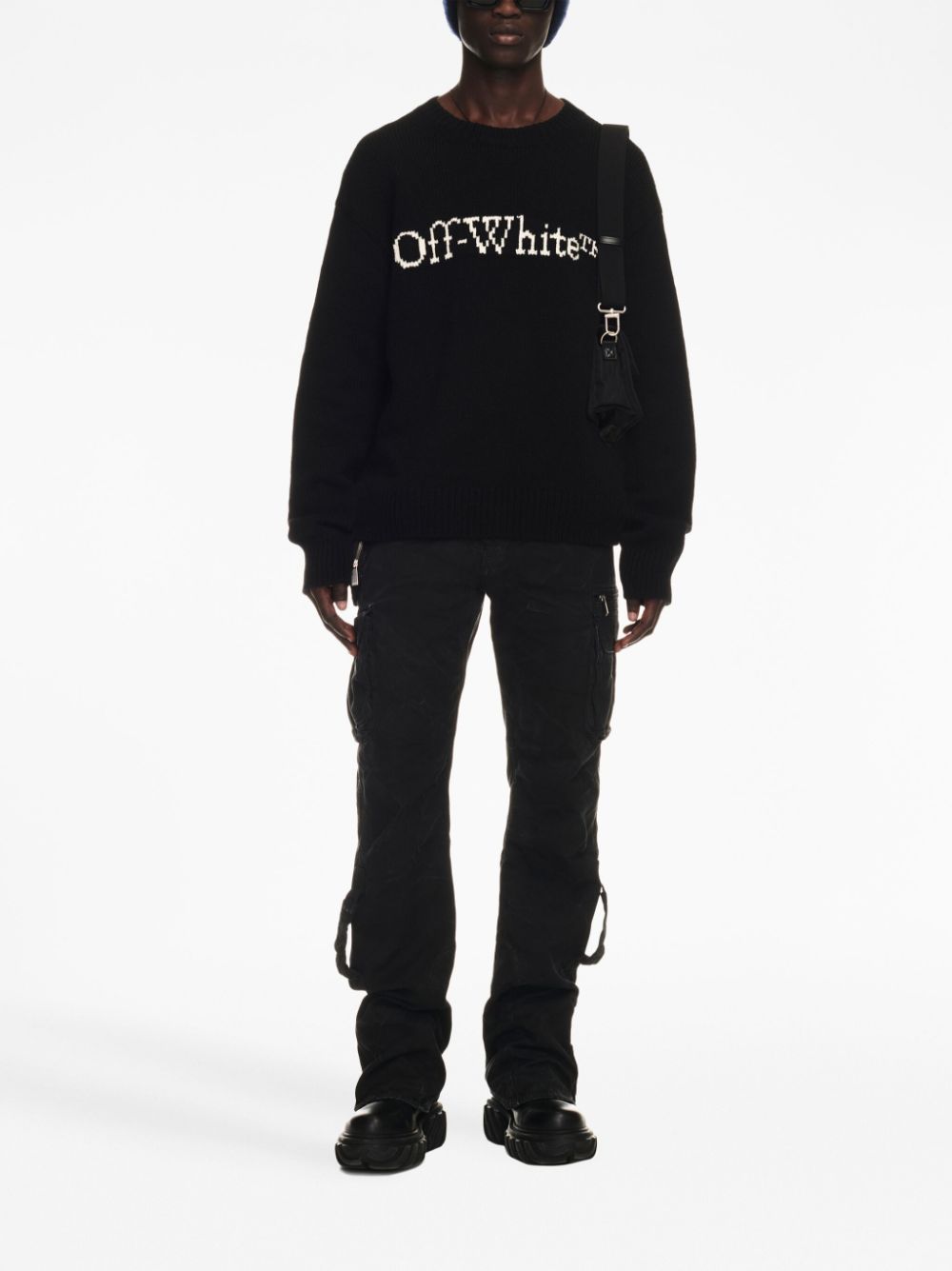 Off-White Trui met intarsia logo - Zwart