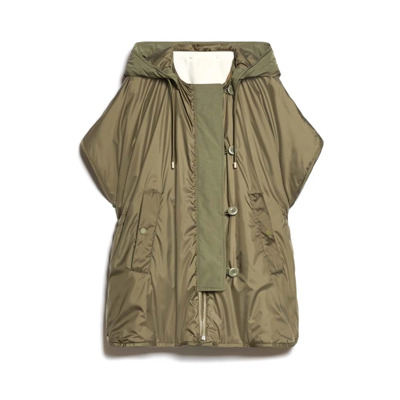 Omkeerbare Geïsoleerde Kamelen-Zijde Jas Max Mara , Green , Dames