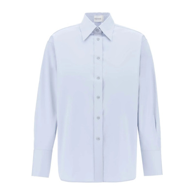 Oversized Katoenen Gabardine Shirt Closed , Blue , Dames