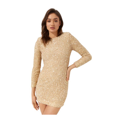 Paillet Mini Jurk Nikki Retrofête , Beige , Dames